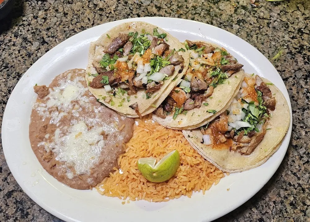 Steak Tacos with Rice and Beans